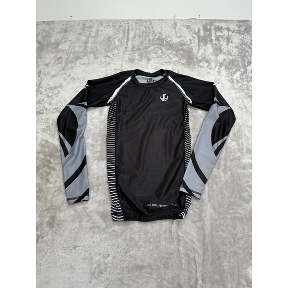 Jiu Jitsu World League Other - Rash Guard Kids Size Youth Large YL Black Gray Long Sleeve Rashguard JJWL EUC